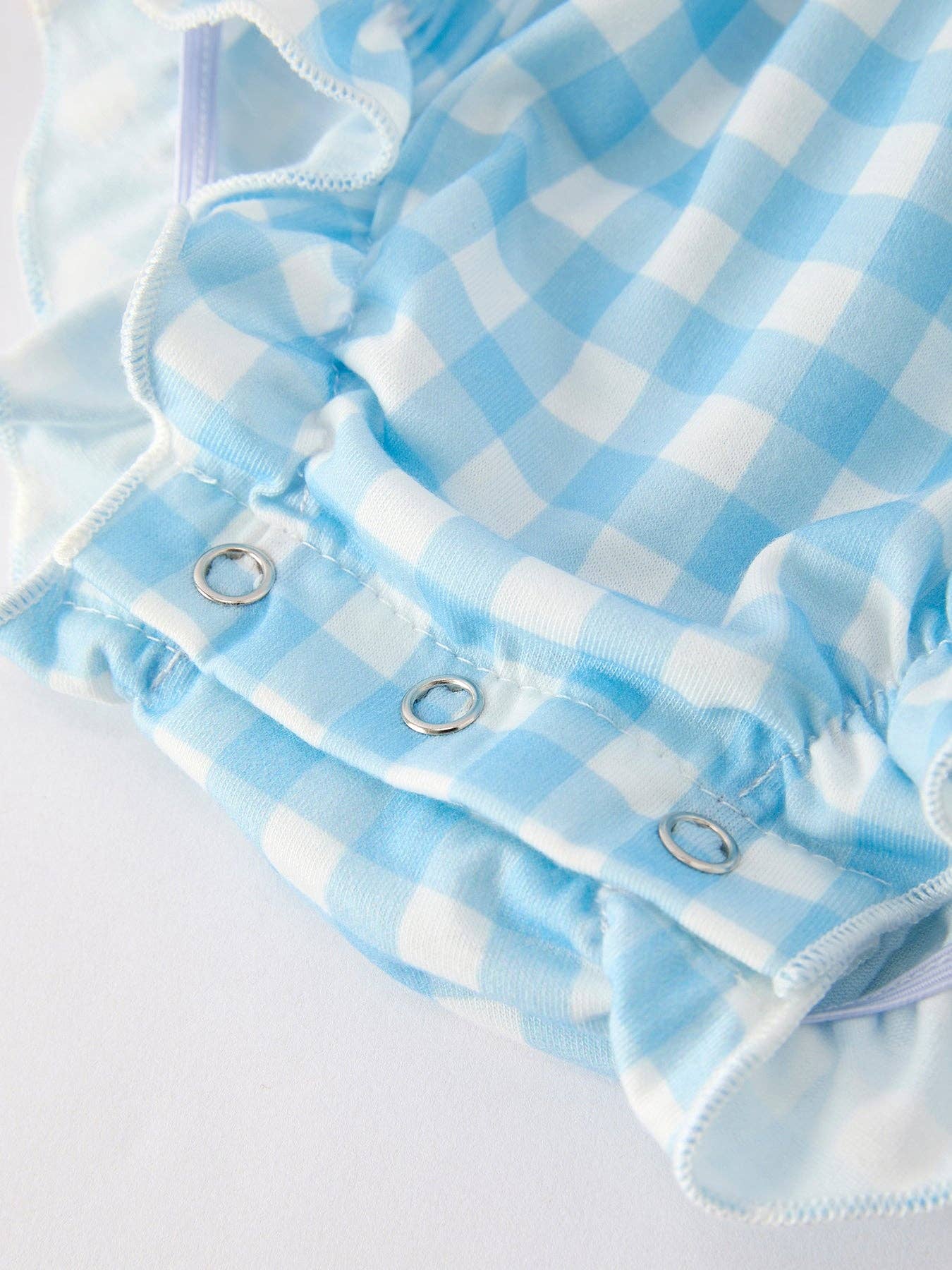 Halloween Pumpkin Embroidery Smocking Blue Plaid Romper