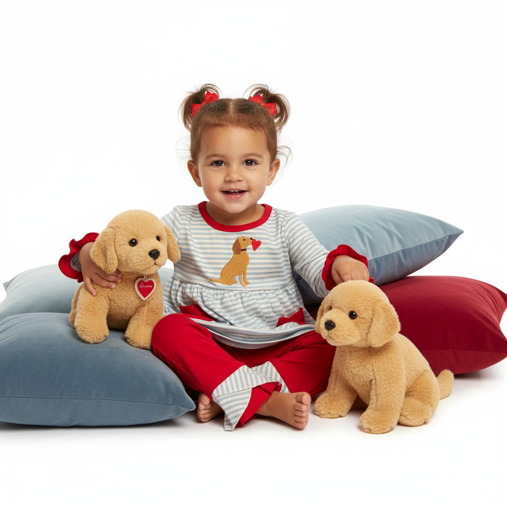 Puppy love embroidered pant set