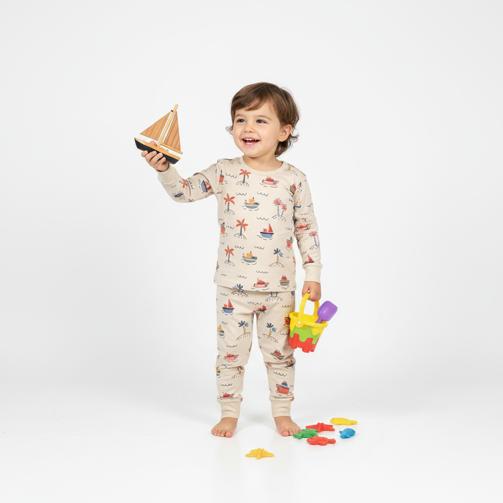 Sail away bamboo pajama set (white)