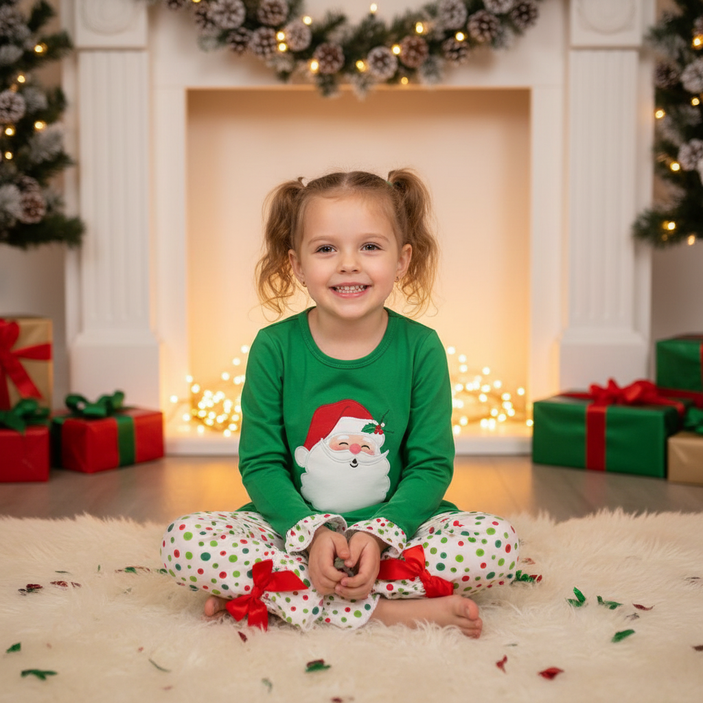 Santa embroidered pant set