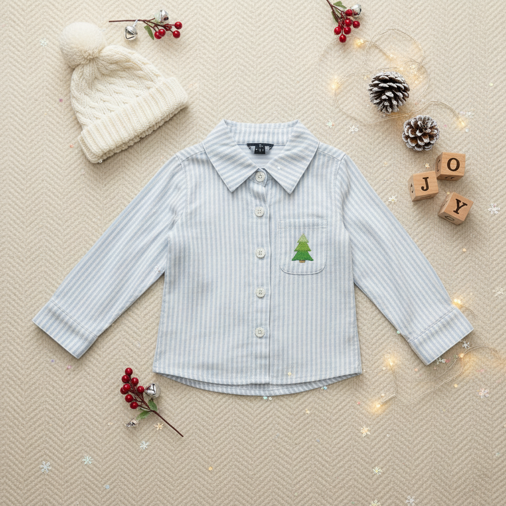 Holiday tree embroidered shirt