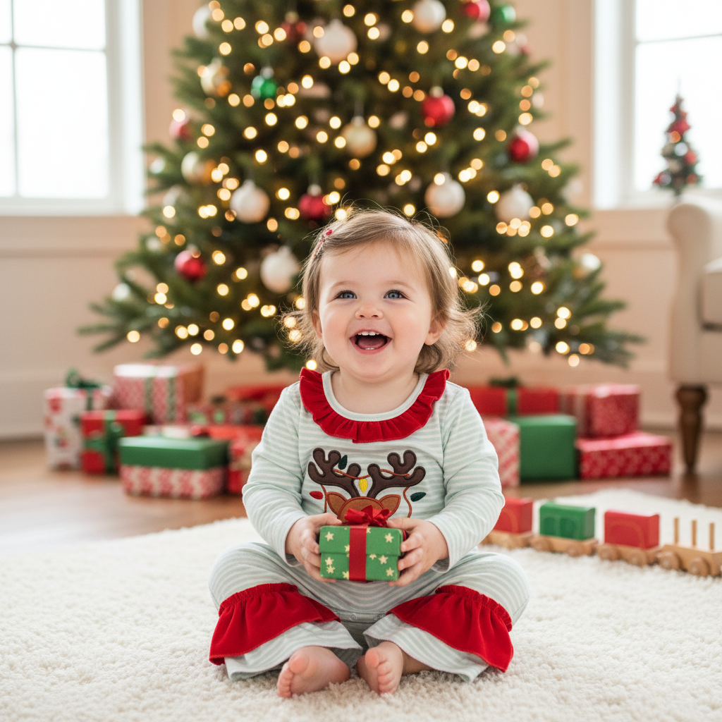 Reindeer ruffled romper