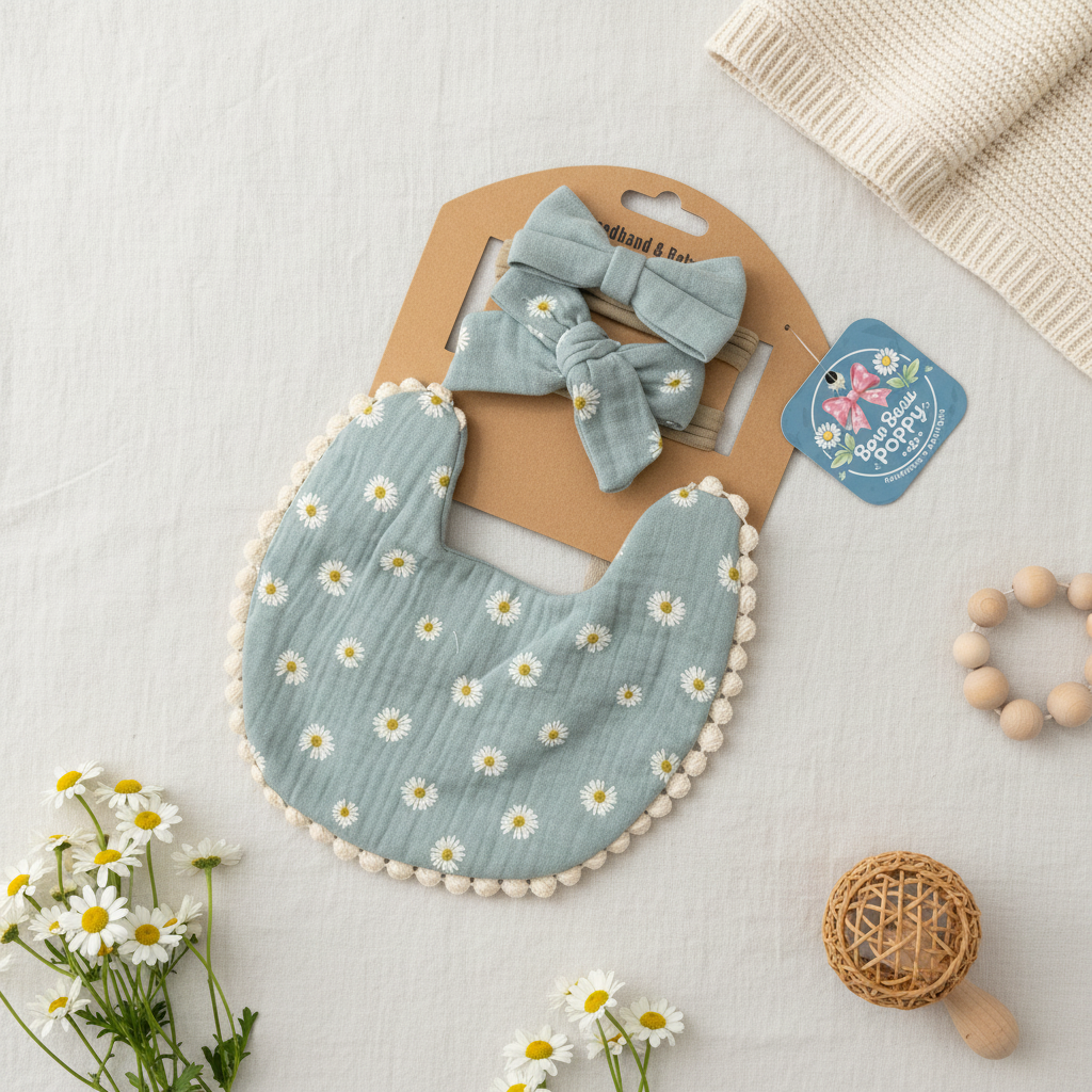 Daisy bib and bow set