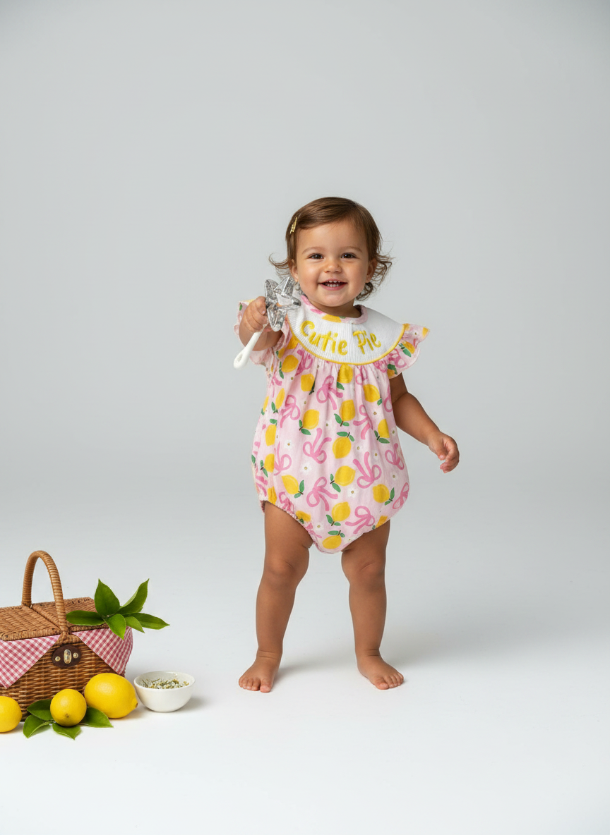 Smocked Cutie Pie lemon Romper