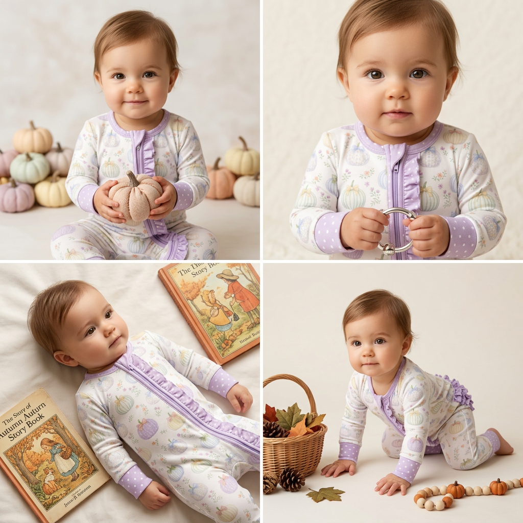 Pastel Pumpkins Bamboo Zippie