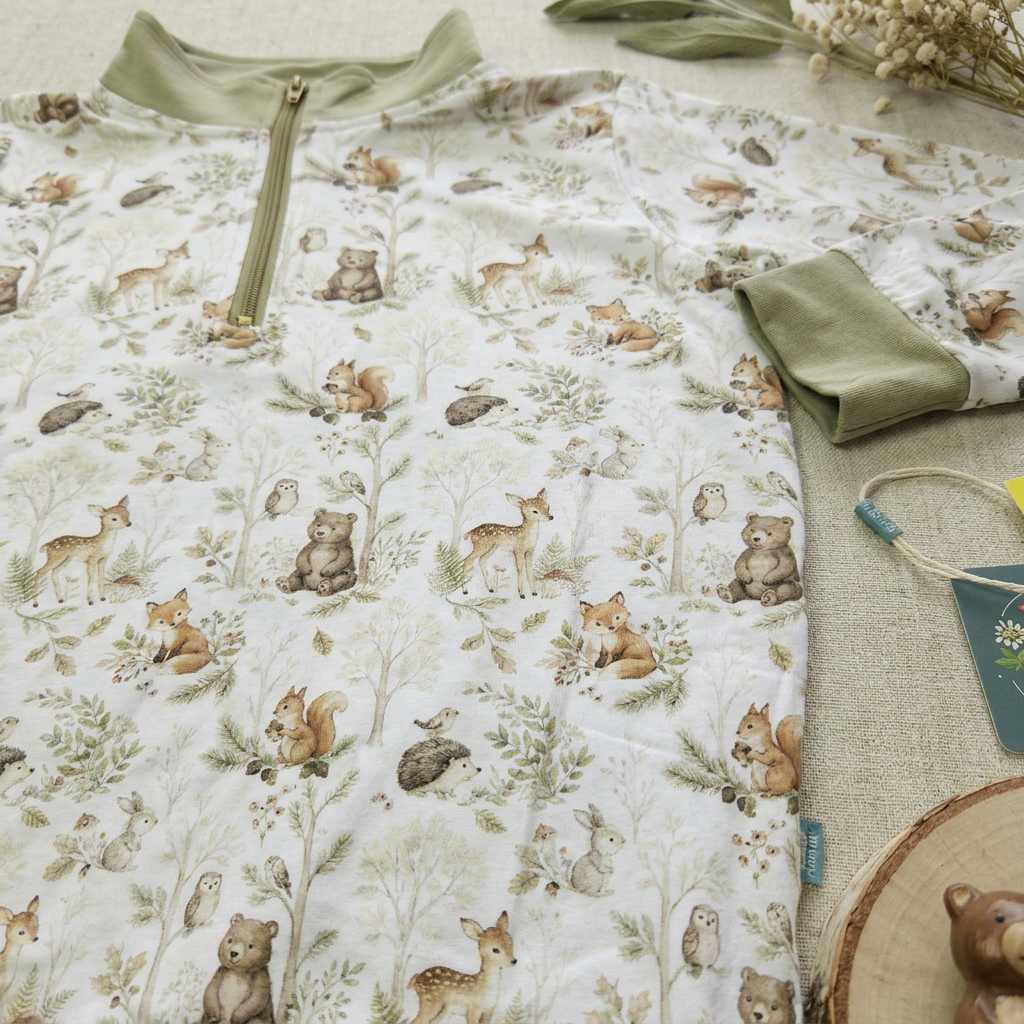 Woodland friends bamboo quarter zip