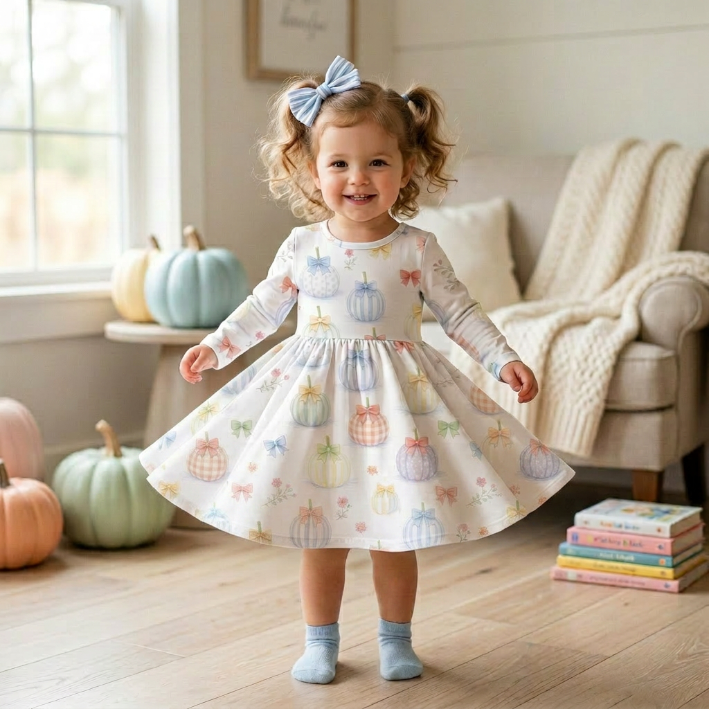 Pastel Pumpkin twirl dress