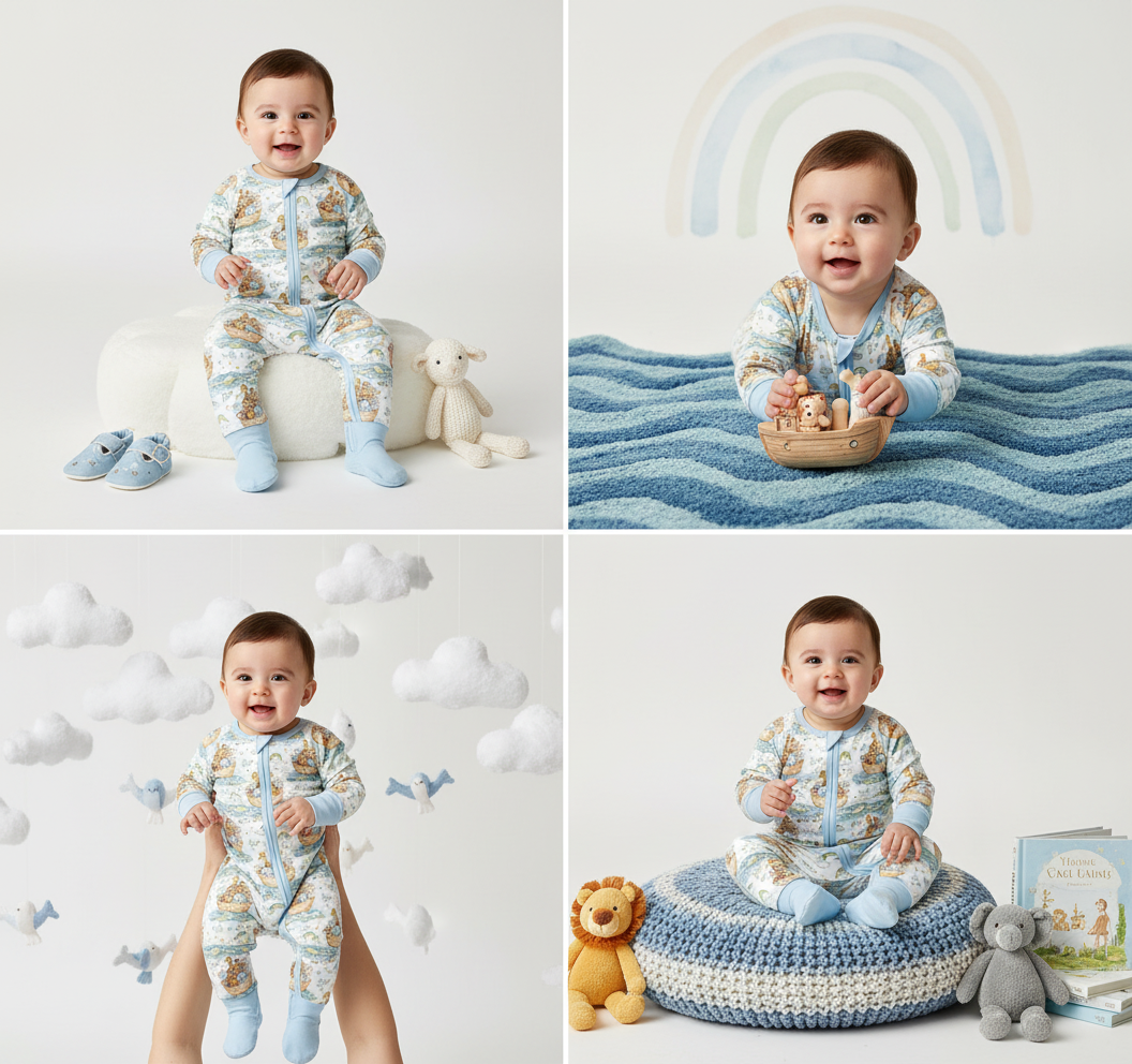 Noah's Ark bamboo zip pajama (preorder)