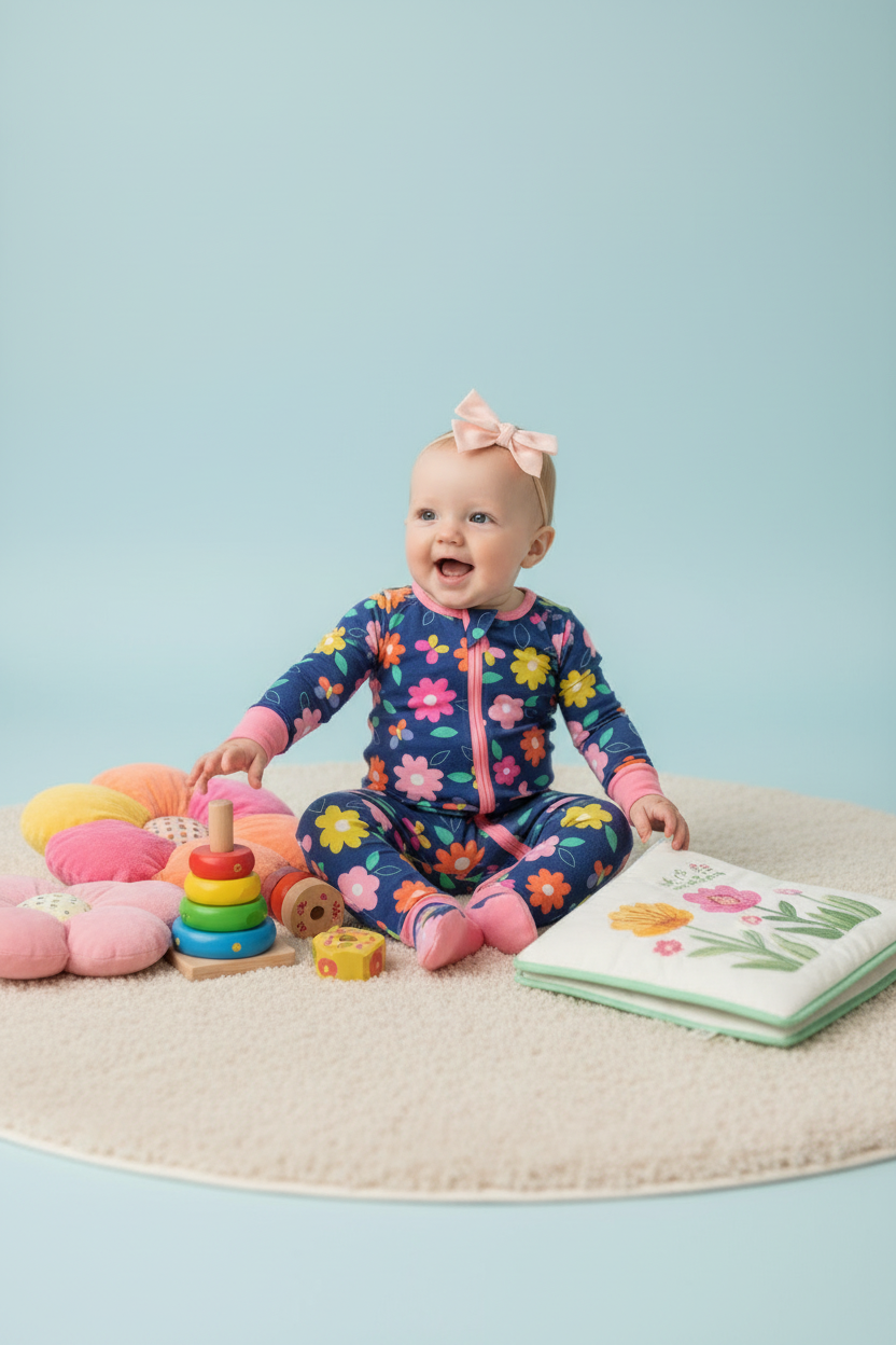 Retro Flower Bamboo Zippie