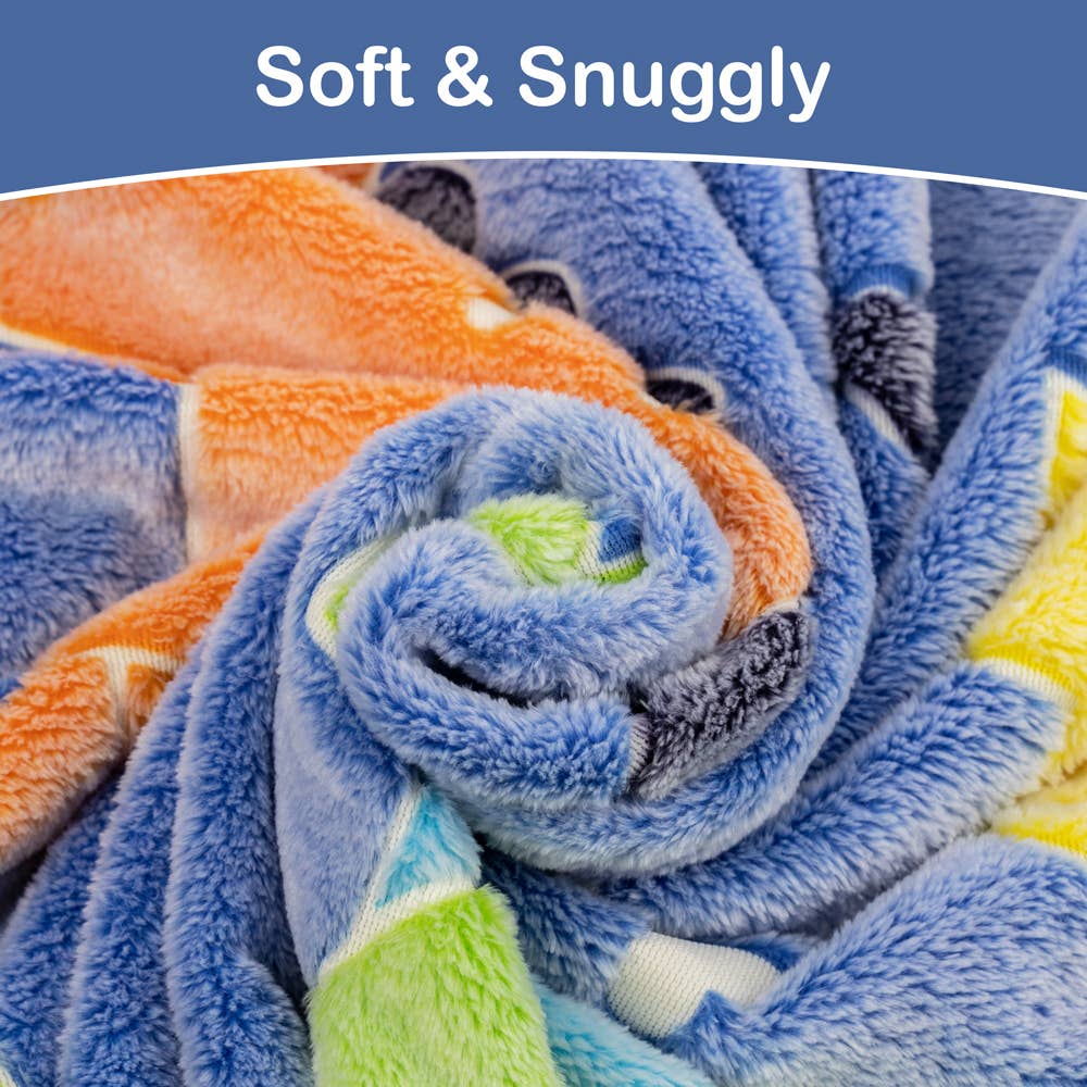 Glow in The Dark Dinosaur Blanket - Premium Soft Blue Fleece