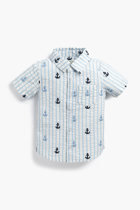 Kids Short Sleeve Oxford Shirt_Nautical Anchors