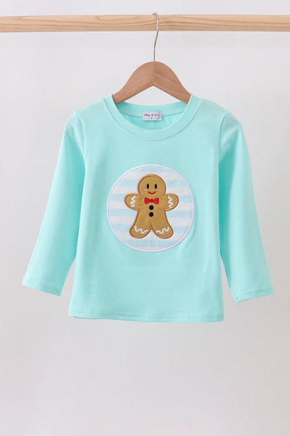 Long sleeve applique gingerbread top
