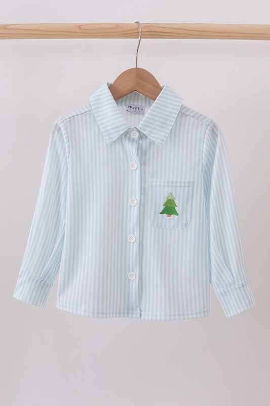 Christmas t reen embroidered long sleeve shirt