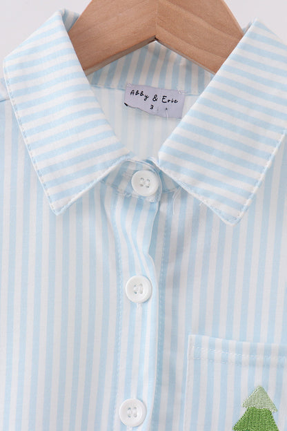 Christmas t reen embroidered long sleeve shirt