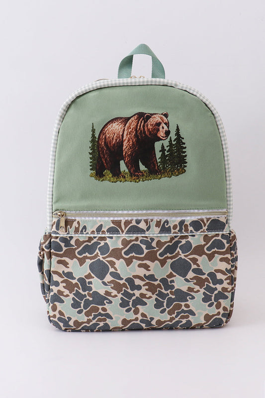 Camouflage bear print backpack