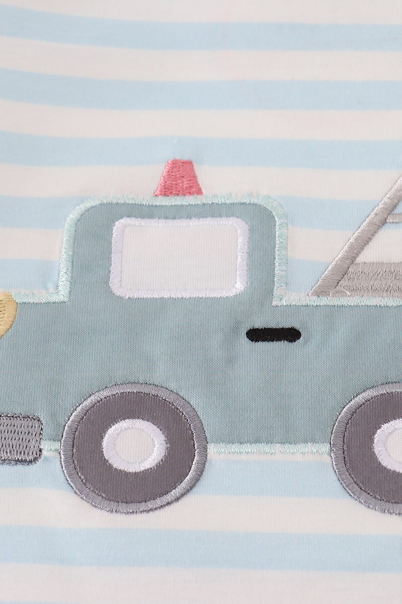 Blue Crane short Sleeve Applique with embroidery tshirt