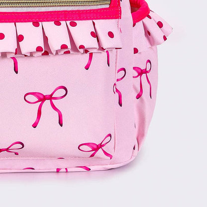 Bow Print Girls Ruffle Backpack