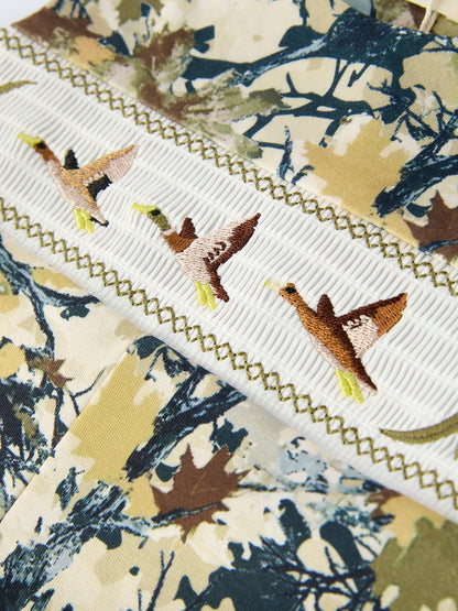 Camo Duck Smocking Embroidery Baby Boy Romper