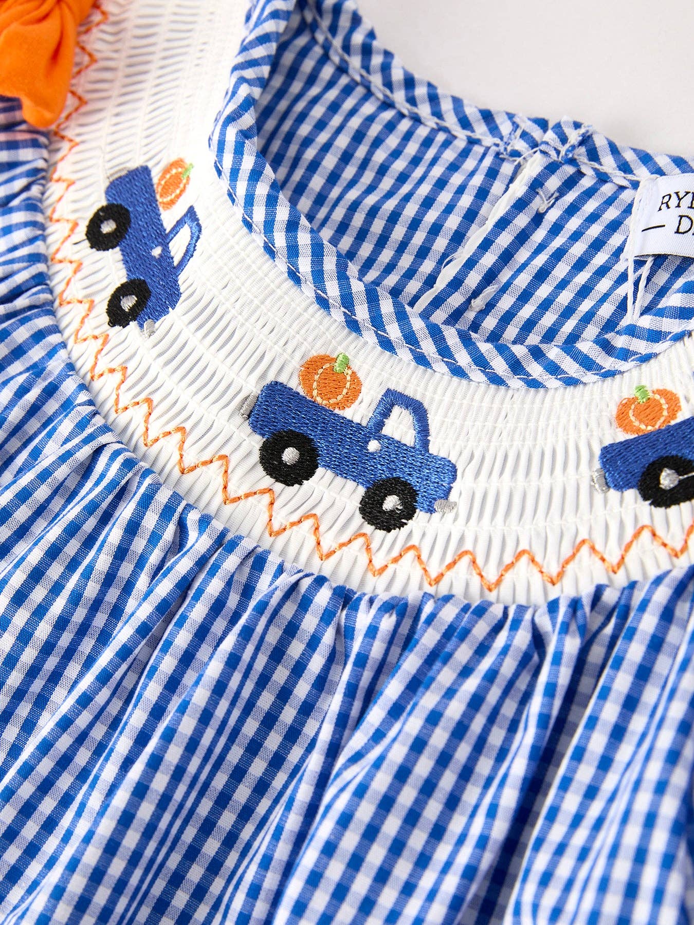 Fall Thanksgiving & Halloween Truck Smock Embroidery Baby Girl Dress