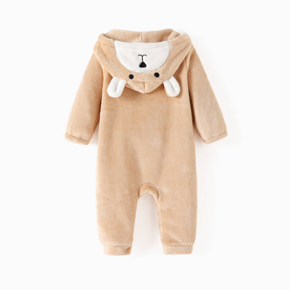 Baby Boy/Girl Fleece 3D Bear Zip-up Hooded Jumpsuit