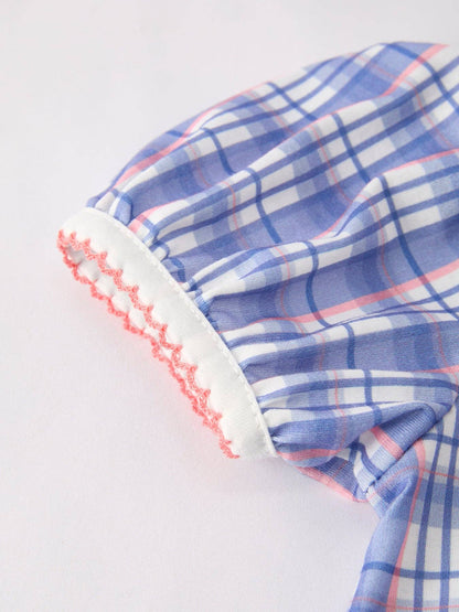 BACK TO SCHOOL Pocket Applique Check Girls Dress