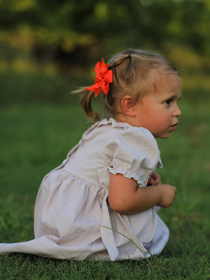 Halloween & Thanksgiving Pumpkin Embroidery Smock Plaid Girls Dress
