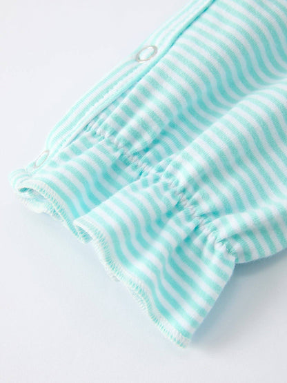 Christmas Santa Candy Cane Cookie Embroidery Baby Girls Striped Romper