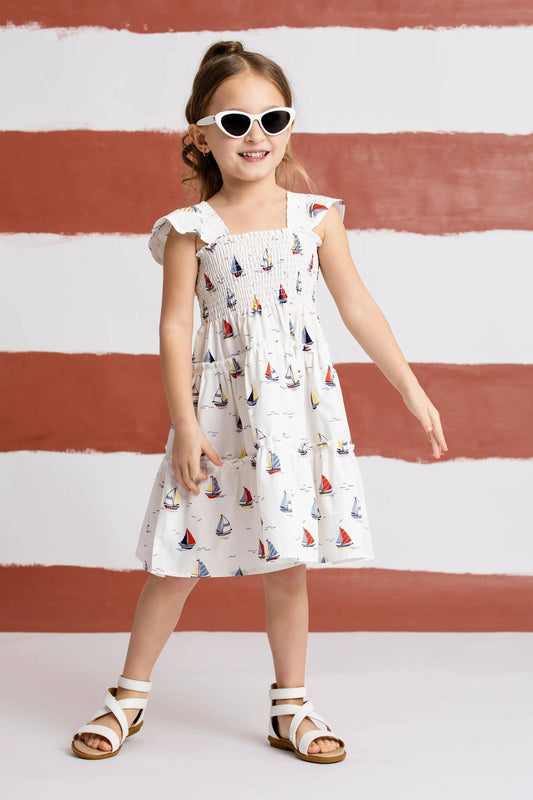 Girls Flutter Sleeve Dress_Little Skippers