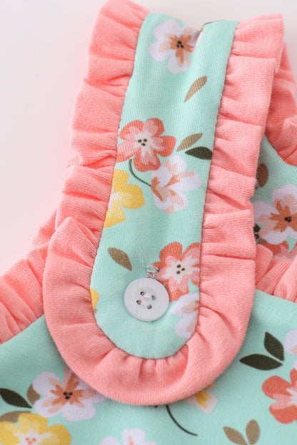 Green floral cross embroidered dress