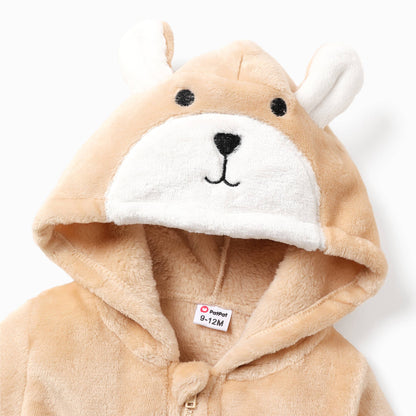 Baby Boy/Girl Fleece 3D Bear Zip-up Hooded Jumpsuit