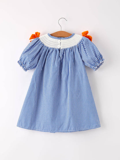 Fall Thanksgiving & Halloween Truck Smock Embroidery Baby Girl Dress