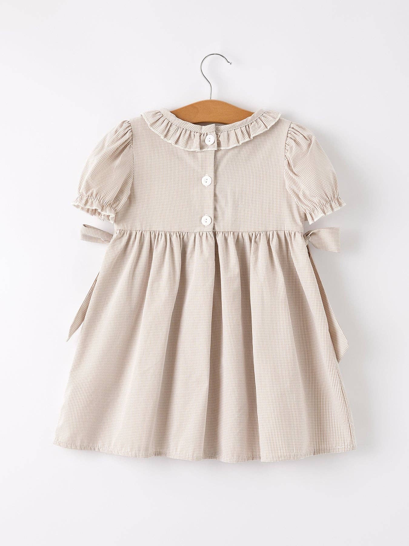 Halloween & Thanksgiving Pumpkin Embroidery Smock Plaid Girls Dress