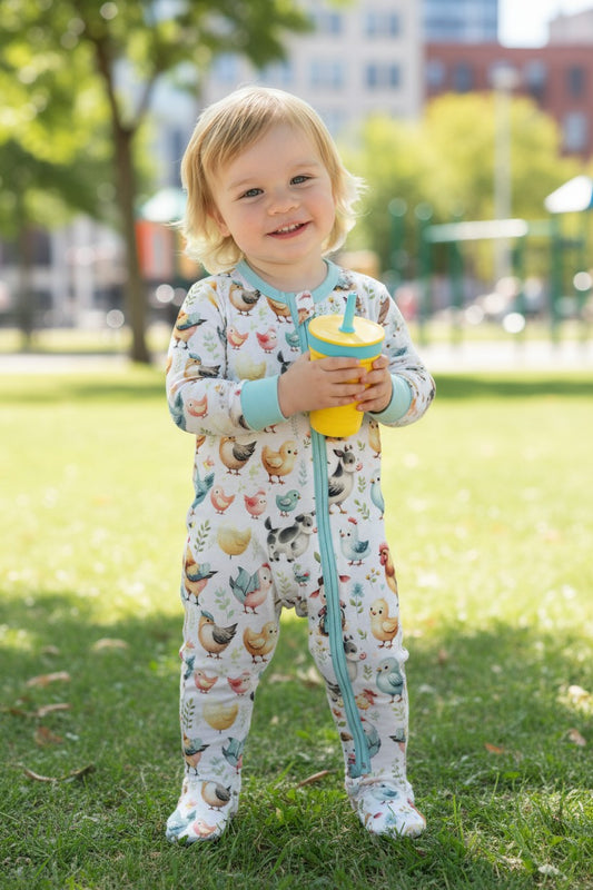 Baby Farm Animals Bamboo Zippie