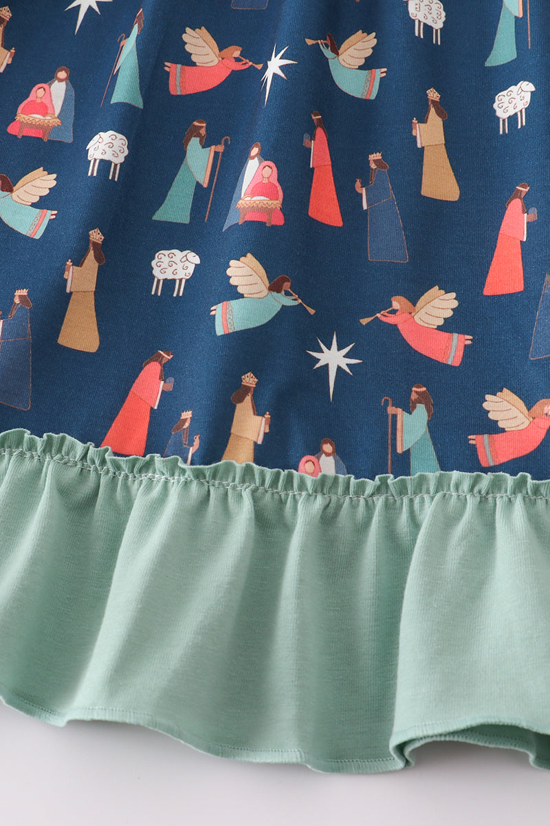 Long sleeve nativity theme dress