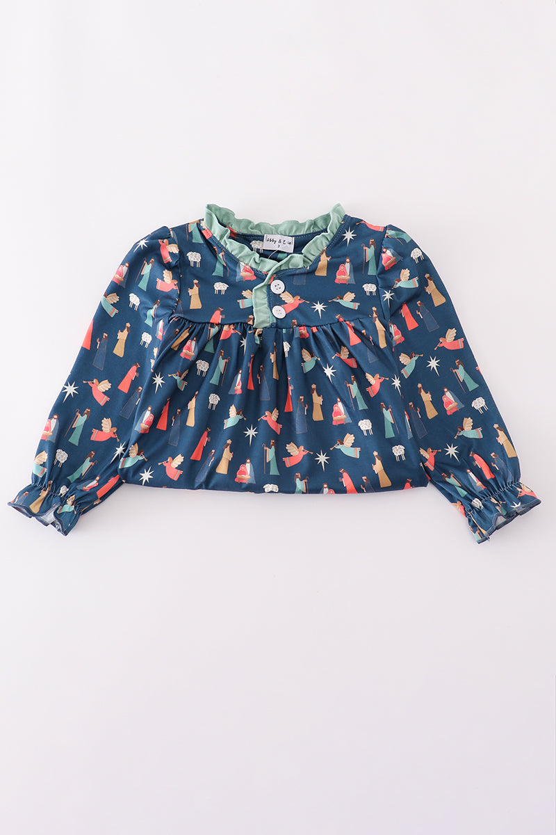 Long sleeve nativity theme dress