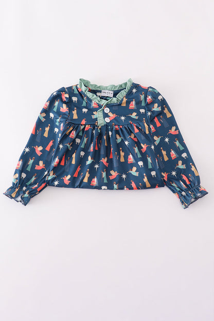 Long sleeve nativity theme dress