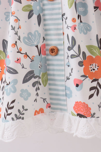 Mint floral strip dress