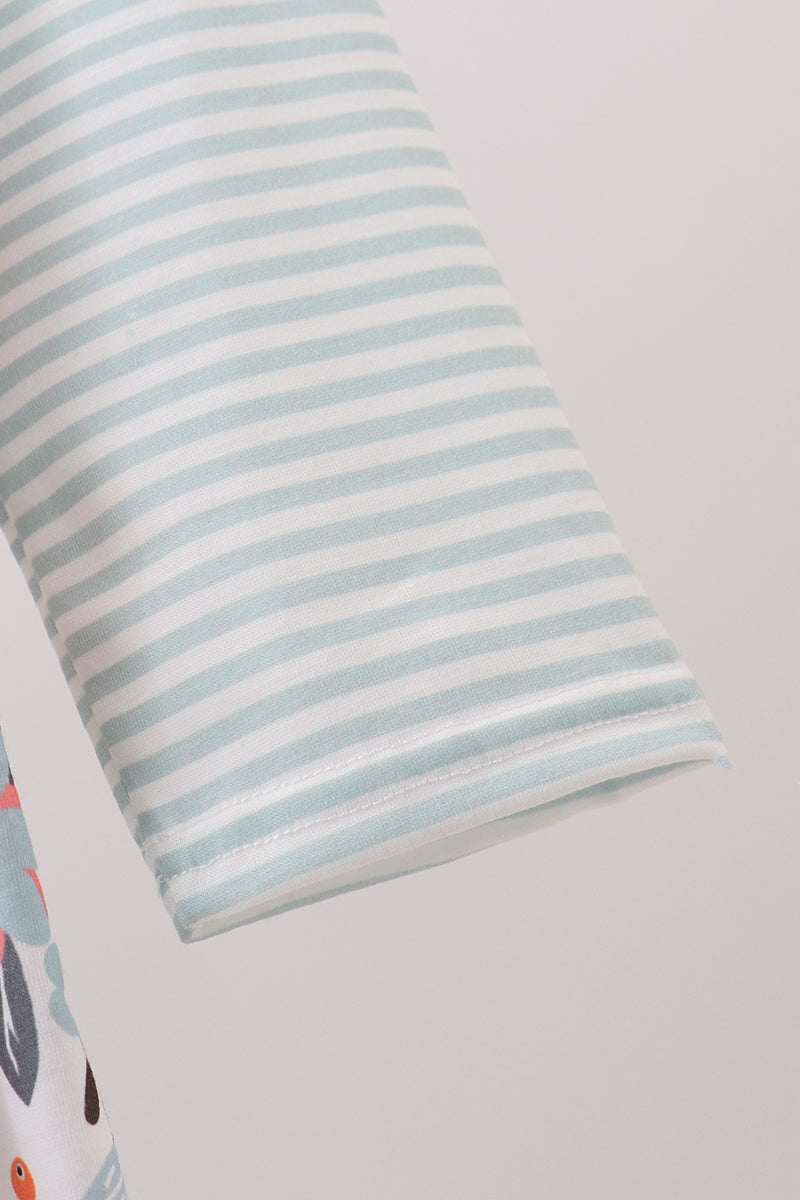 Mint floral strip dress