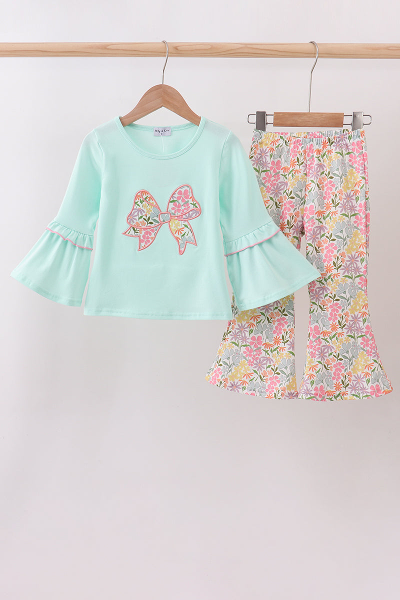Floral applique and embroidery pant set