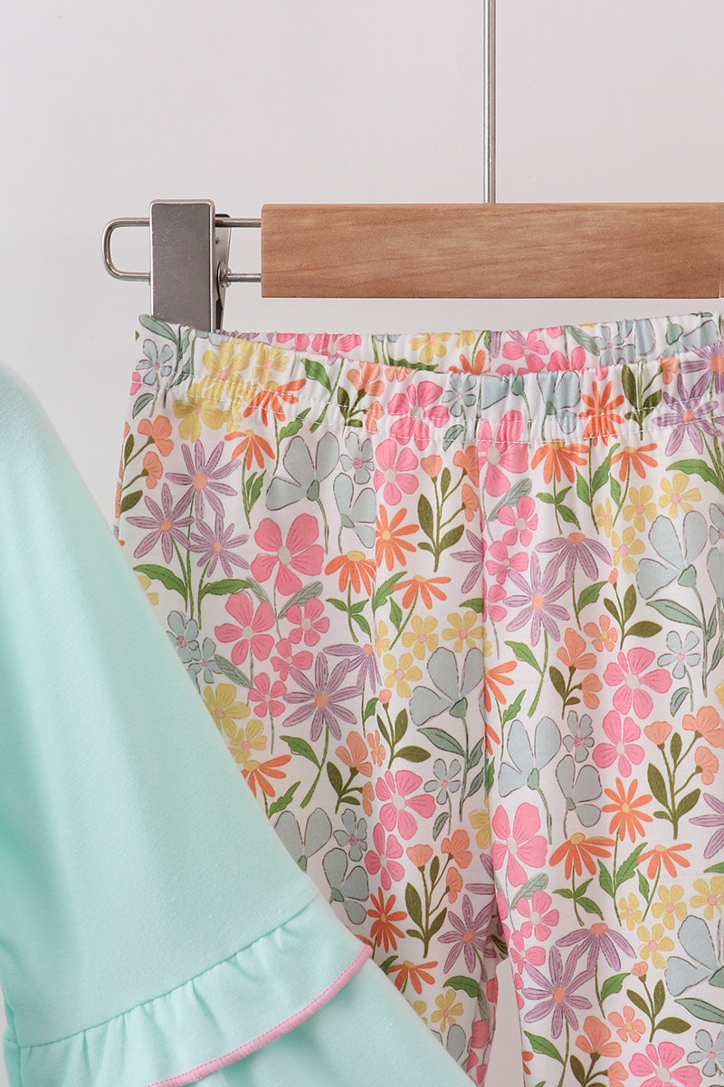 Floral applique and embroidery pant set