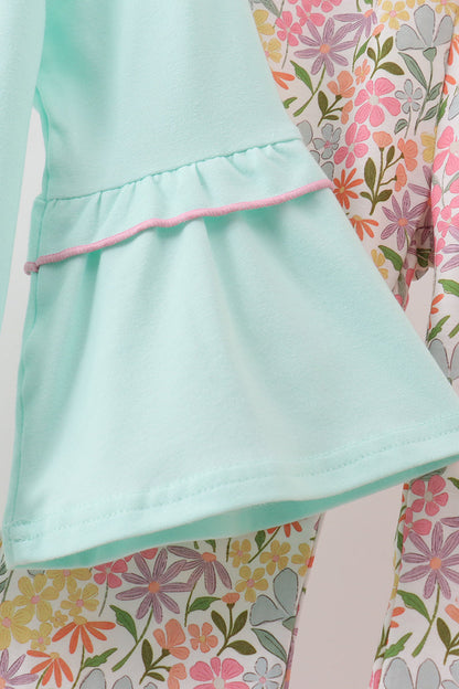 Floral applique and embroidery pant set