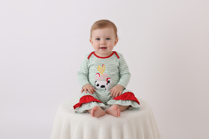 Ruffled farm animal Christmas romper