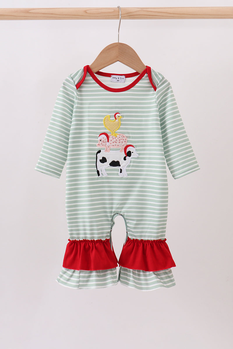Ruffled farm animal Christmas romper