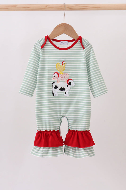 Ruffled farm animal Christmas romper