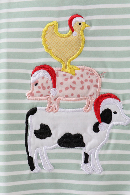 Ruffled farm animal Christmas romper
