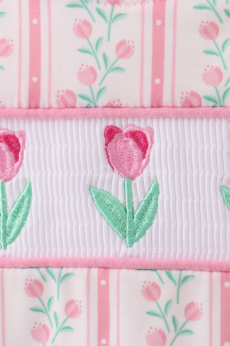 Smocked ruffle tulip romper