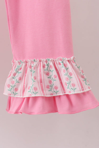 Floral tulip smocked ruffled pant set