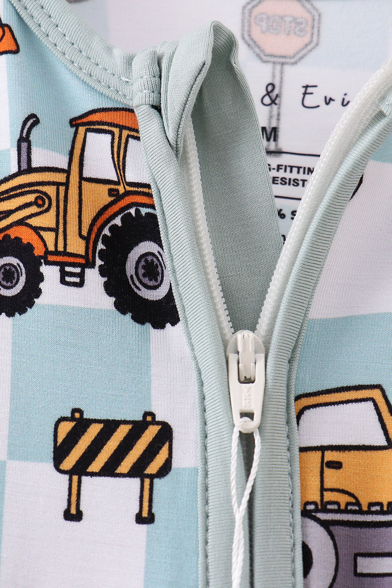 Bamboo checkered construction zippie