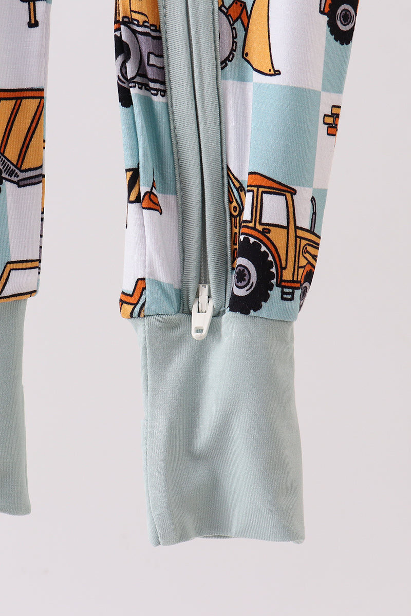 Bamboo checkered construction zippie