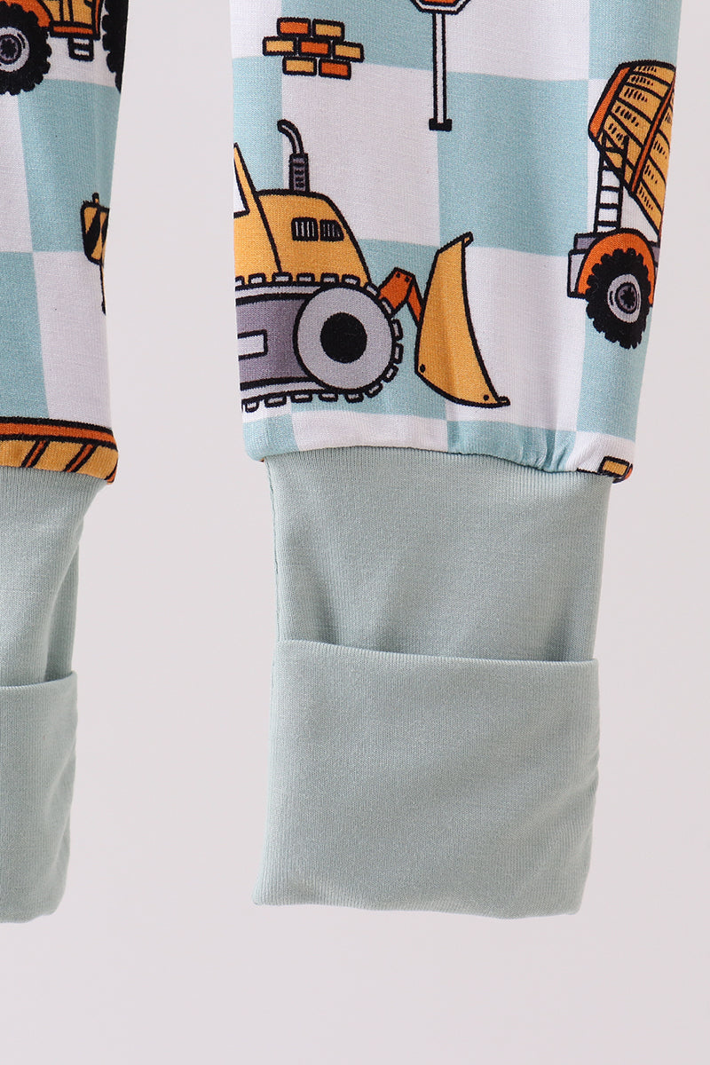 Bamboo checkered construction zippie